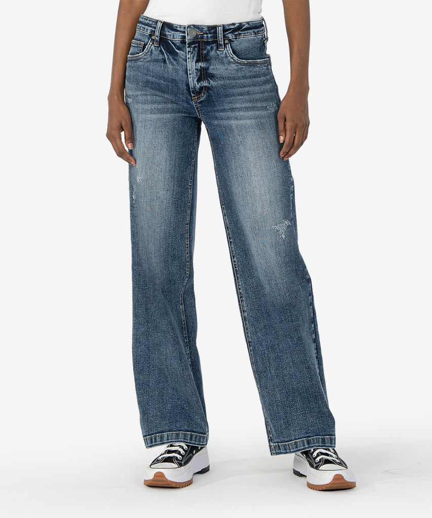 Jean High Rise Wide Leg, Long Inseam (Puncutual Wash)-New-Kut from the Kloth
