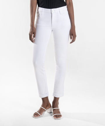 Catherine Mid Rise Boyfriend, White (Exclusive)-Kut from the Kloth