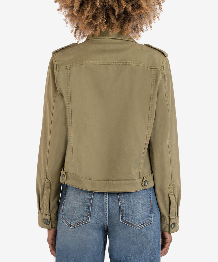 Rosalyn Trucker Jacket (Olive)-Kut from the Kloth