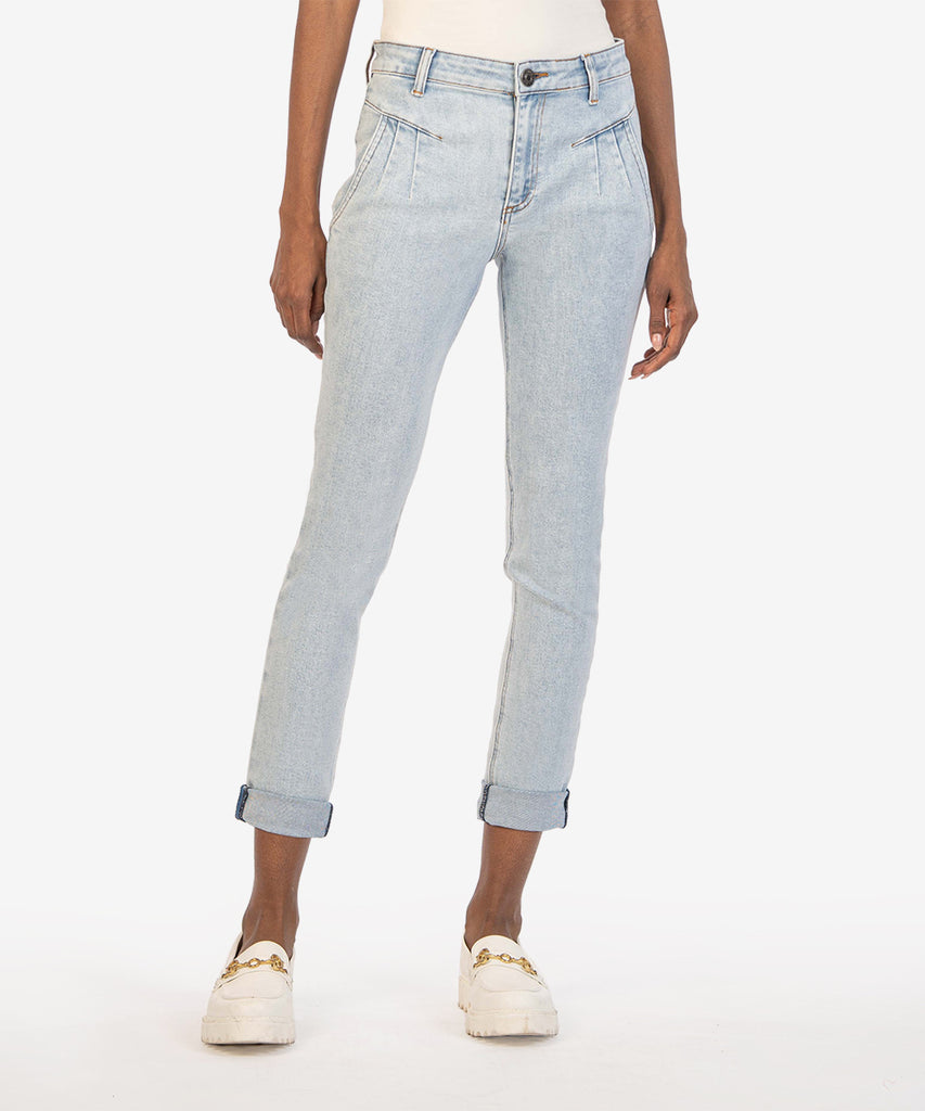 Rachael Pleated High Waist Straight Leg Jeans (Becoming Wash)-Kut from the Kloth