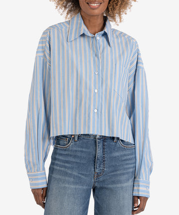 Julane Stripe Crop Shirt-Kut from the Kloth