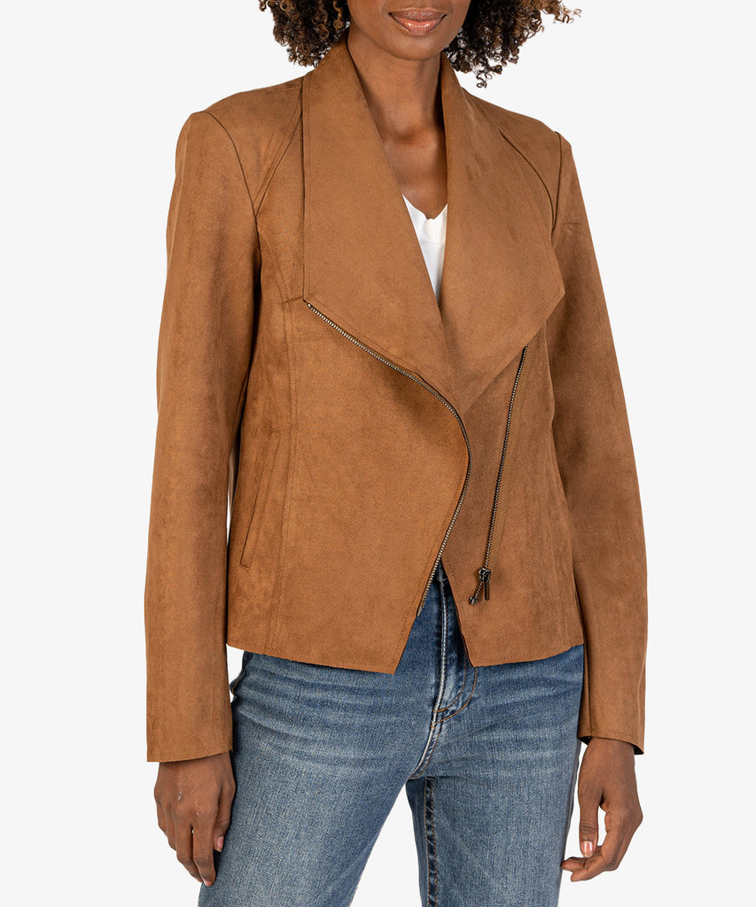 Carina Faux Suede Drape Jacket (Exclusive, Camel)-New-Kut from the Kloth