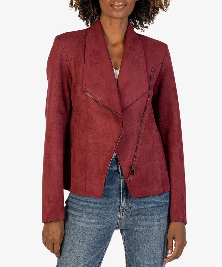 Carina Faux Suede Drape Jacket (Exclusive, Rasin)-New-Kut from the Kloth