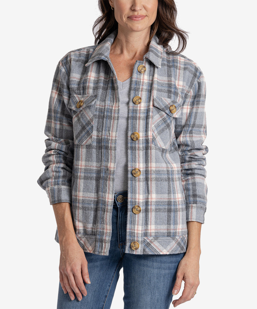 Magnolia Plaid Shirt Jacket, Exclusive (Blue White)-New-Kut from the Kloth