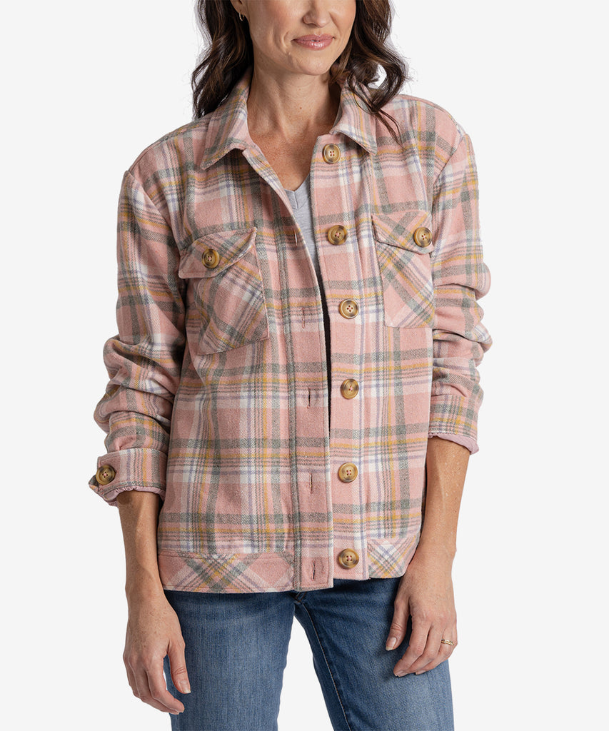 Magnolia Plaid Shirt Jacket, Exclusive (Dusty Rose)-New-Kut from the Kloth