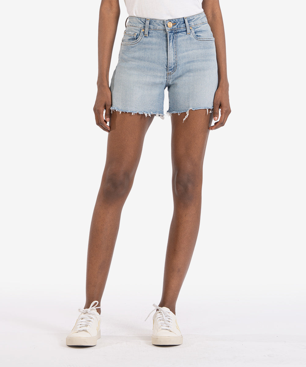 Jean Shorts for Women Washed High Waisted Frayed Raw Hem Wide Leg