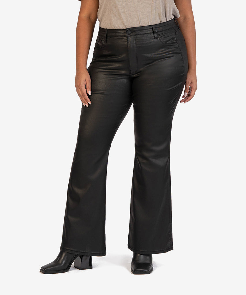 Ana Coated High Rise Fab Ab Flare, Plus (Coated Black)-New-Kut from the Kloth
