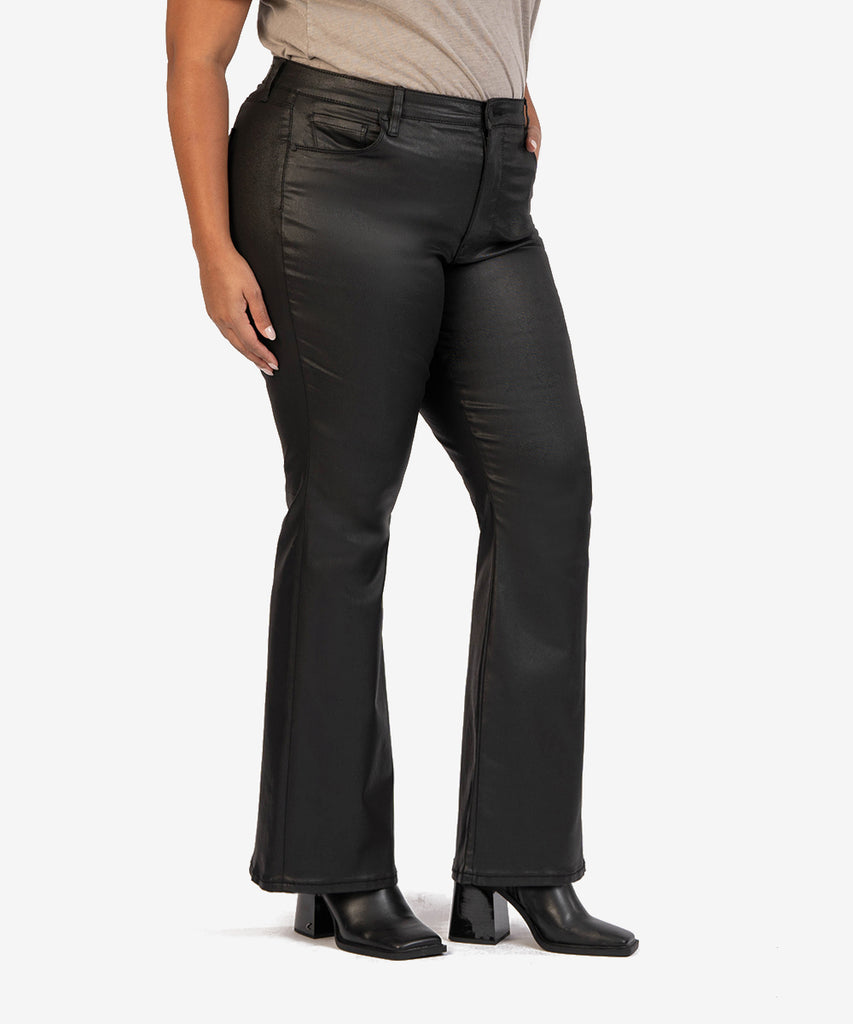 Ana Coated High Rise Fab Ab Flare, Plus (Coated Black)-New-Kut from the Kloth