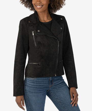 Quinn Faux Suede Moto Jacket (Black)-New-Kut from the Kloth