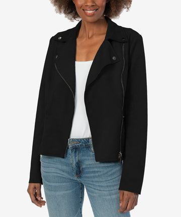 Milana Faux Suede Moto Jacket (Black)-New-Kut from the Kloth