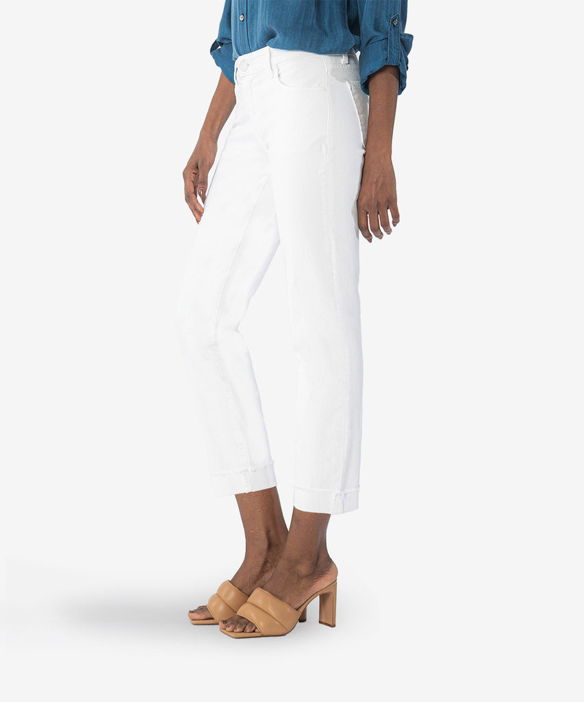 Amy Crop Straight Leg Roll Up Fray Hem (White)-New-Kut from the Kloth