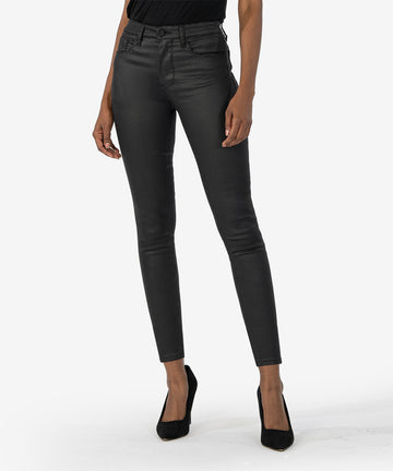 Mia Coated High Rise Fab Ab Slim Fit Skinny (Black)-New-Kut from the Kloth