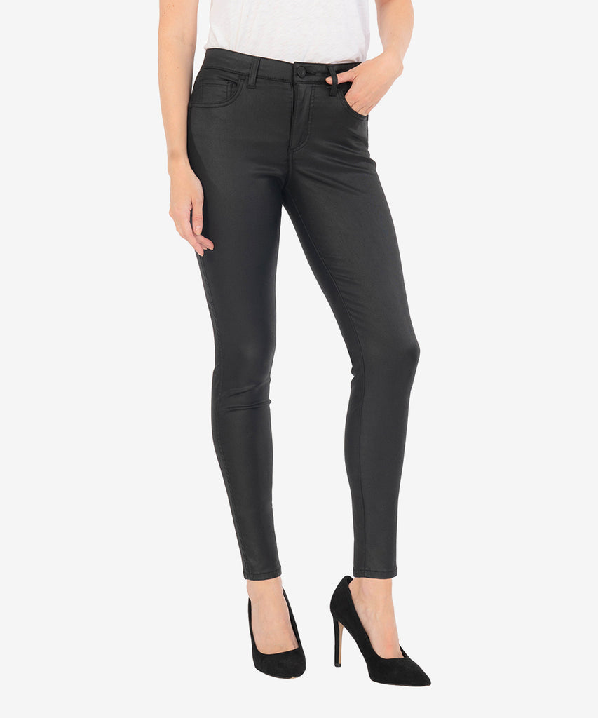 Donna High Rise Fab Ab Ankle Skinny (Coated Black)-New-Kut from the Kloth
