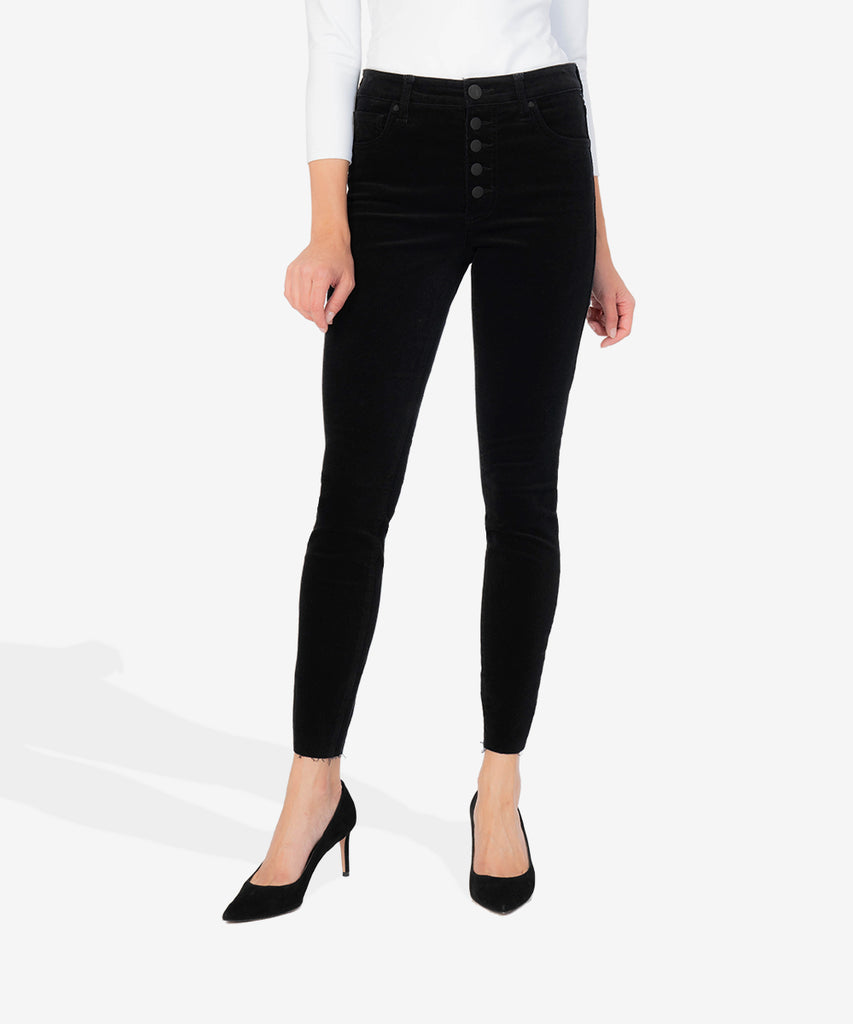 Donna High Rise Fab Ab Corduroy (Black)-New-Kut from the Kloth