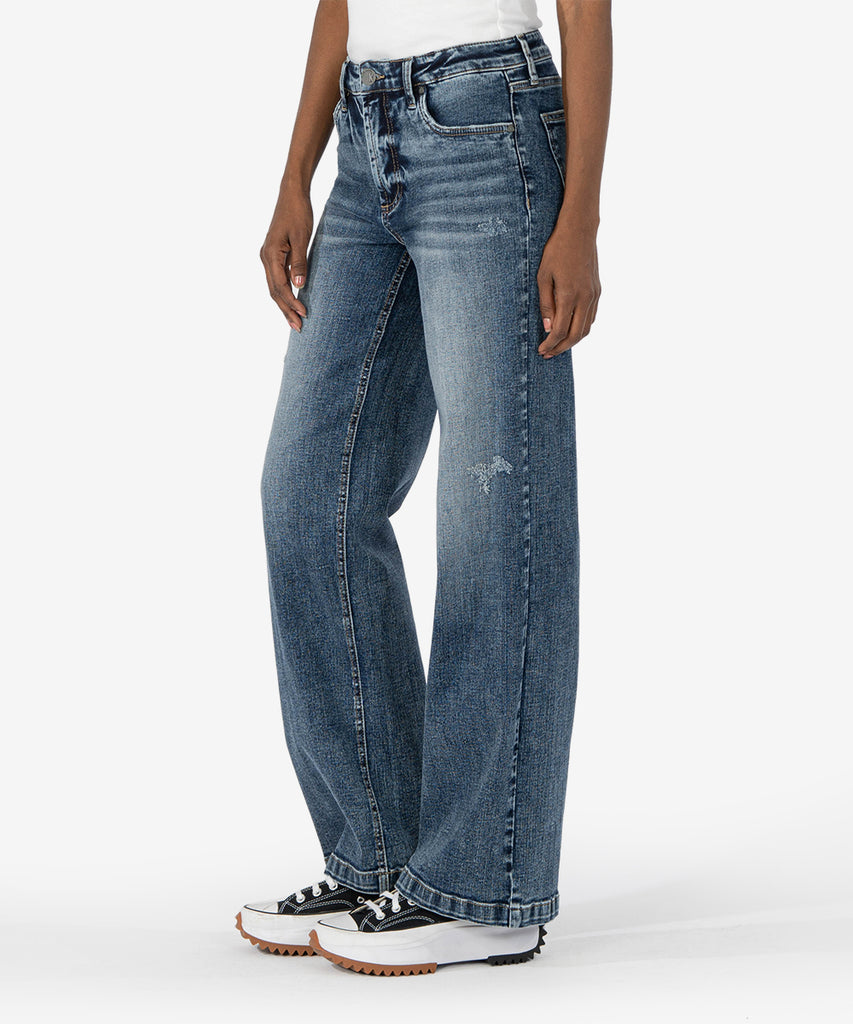 Jean High Rise Wide Leg, Long Inseam (Puncutual Wash)-New-Kut from the Kloth